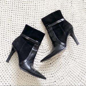 Valentino Garavani Black Suede Ankle Booties Boots